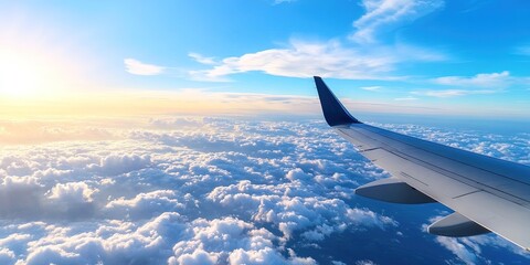 Obraz premium airplane flying in the clouds of the sky
