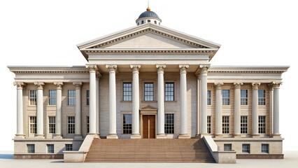 Fototapeta premium Neoclassical Building Facade, Isolated on White Background