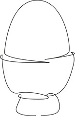 One continuous single drawing line art flat doodle food, healthy eating, eggshell, egg - food, protein, organic, animal egg. Isolated image hand draw contour on a white background, hand drawn, not AI