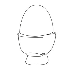 One continuous single drawing line art flat doodle food, healthy eating, eggshell, egg - food, protein, organic, animal egg. Isolated image hand draw contour on a white background, hand drawn, not AI