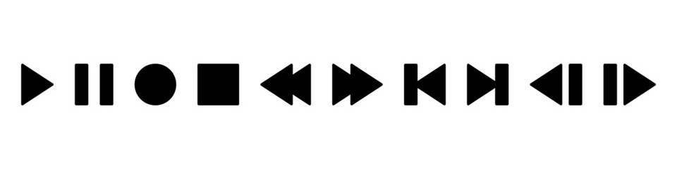 Media player icons collection. Video player icons. Cinema icon.