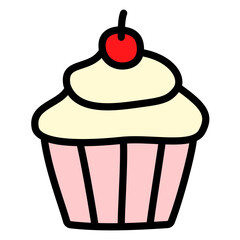 cupcake vector illustration. cupcake with cherry.