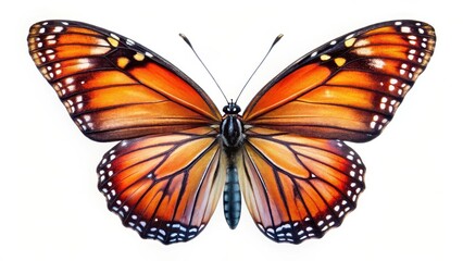 Obraz premium Orange Butterfly on White Background