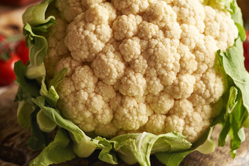Fresh cauliflower and tomatoes - Ingredients for homemade gluten-free pizza