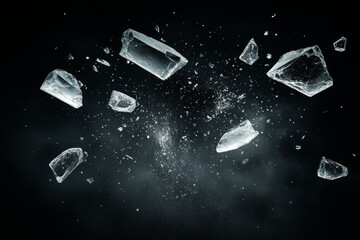 Pieces of glass flying. Generative AI