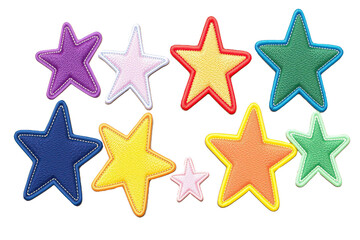 Obraz premium Colorful embroidered star patches on a black background
