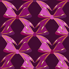 Pink and Purple Bows. Seamless background for fabrics, textiles, packaging and wallpaper. Vector illustration