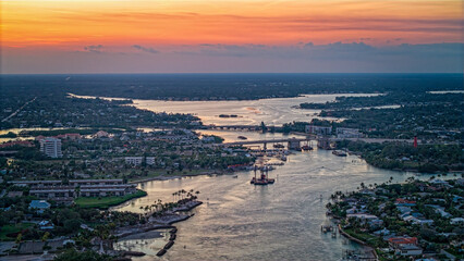 Fototapeta premium aerial view of Jupiter Inlet US1 bridge construction