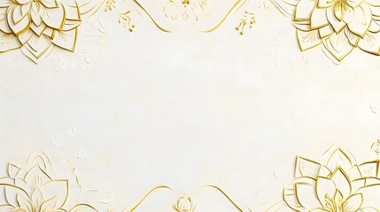 Elegant blank invitation card, ornate gold floral design framing the edges, suitable for formal events or celebrations.