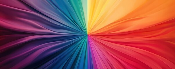 effects transformation perspective concept. Colorful fabric folds radiating outward in a vibrant spectrum.