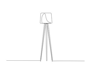 Continuous one line drawing of floor lamp design. Elegant floor lamp in single line draw illustration. Editable stroke.