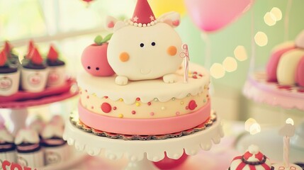 Joyful Celebration Strawberry Cake with Whipped Cream & Berries - Rustic Charm Birthday Dessert for Festive Gatherings
