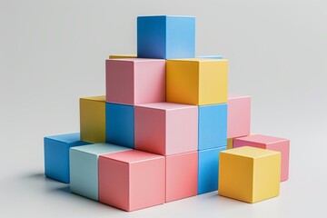 Obraz premium Vibrant cubes on white a symbol of innovation and interconnectedness in life and business