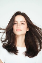 Naklejka premium Elegant Woman with Flowing Hair in Motion