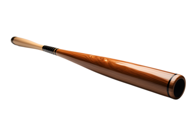A professional baseball bat made of polished wood, isolated on a empty plain background