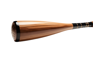 A professional baseball bat made of polished wood, isolated on a empty plain background
