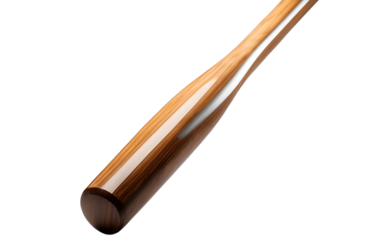 A professional baseball bat made of polished wood, isolated on a empty plain background