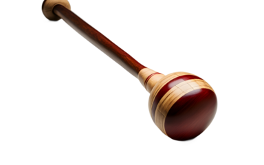 A professional croquet mallet with a wooden handle, isolated on a empty plain background