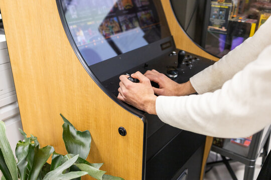 Office relaxation with arcade gaming during work break