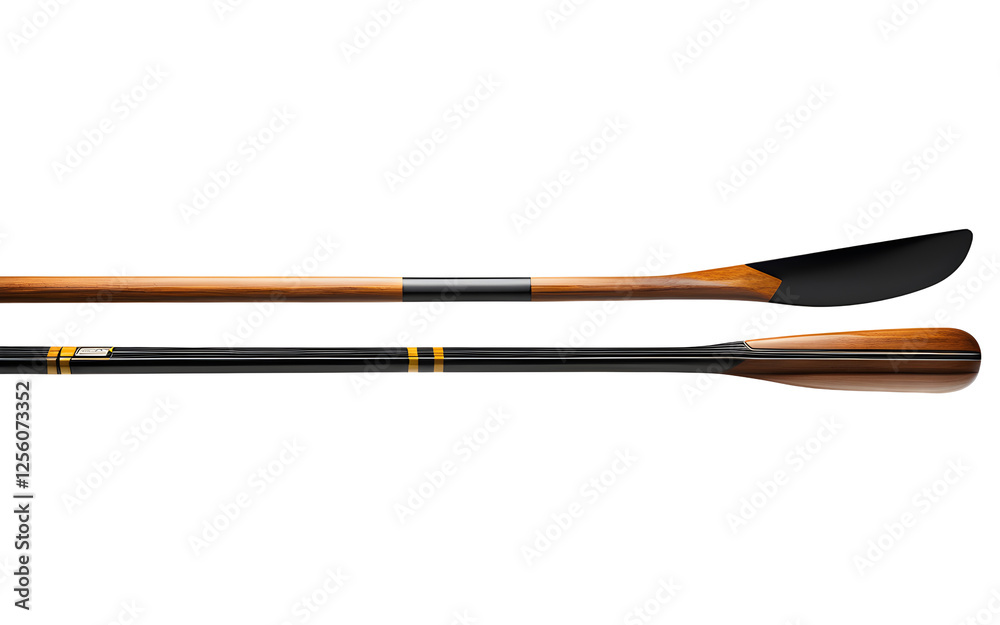 Poster a professional rowing oar with a carbon fiber shaft, isolated on a empty plain background