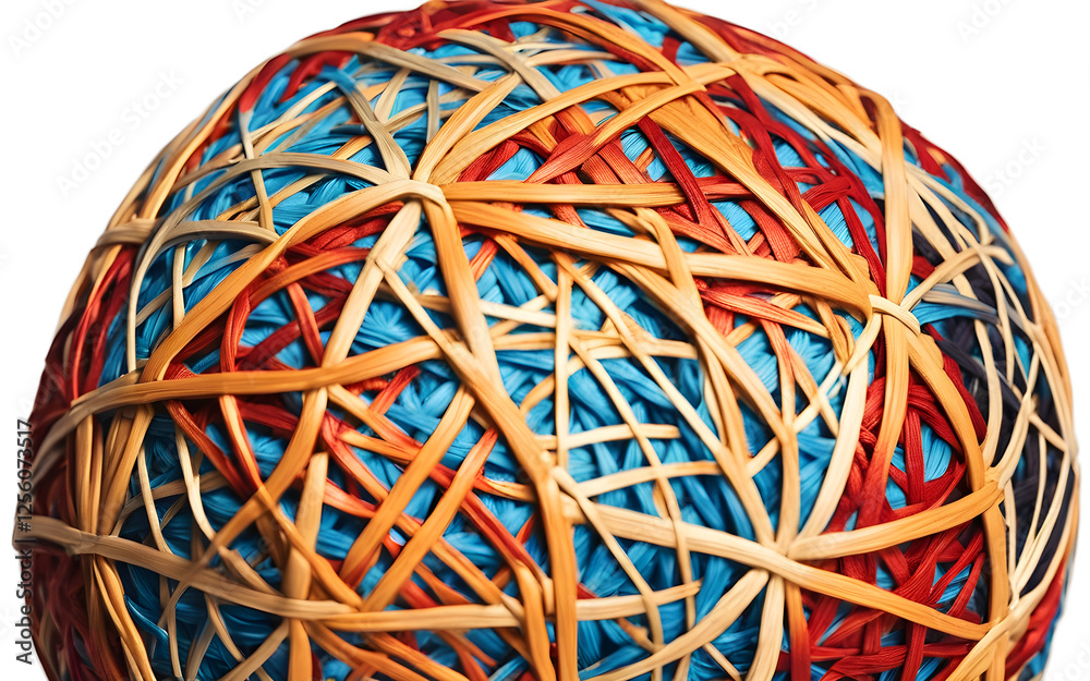 Poster A professional sepak takraw ball with an intricate woven design, isolated on a empty plain background