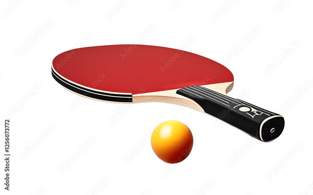 Aufkleber a professional table tennis paddle with a red rubber surface, isolated on a empty plain background