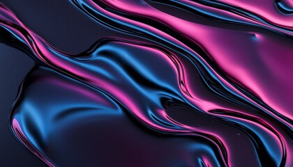 Fototapeta premium Glowing lines of cyan and fuchsia flowing smoothly, illuminating a dark burgundy background for a warm and vibrant look.