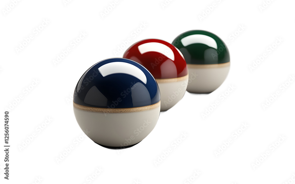 Aufkleber A set of lawn bowls with a small white jack, isolated on a empty plain background