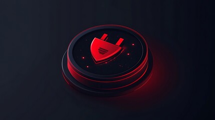 Dark-themed vector icon for data security and encryption, vibrant red elements