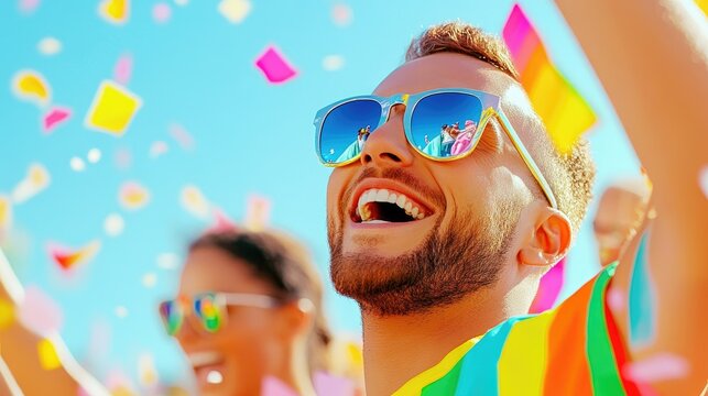 Ecstatic Revelers At Colorful Outdoor Festival