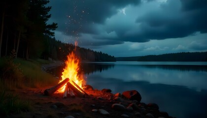 campfire in nature