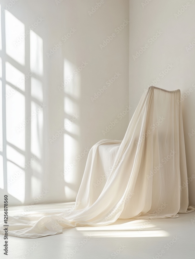 Leinwandbilder Minimalist clothing display with flowing fabric in bright, neutral setting showcasing simplicity and elegance in design. Generative AI