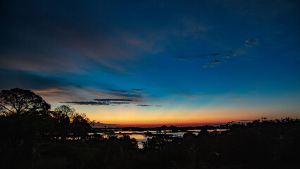 Dramatical intense dawn sky greets the day over Cedar Key Florida