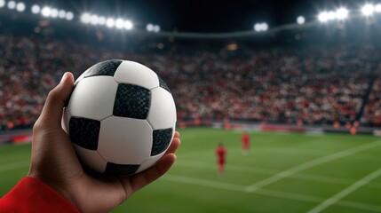 Exciting match highlights as player prepares to throw in soccer ball during intense game at packed stadium under bright lights