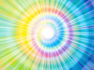 Vibrant tie-dye spiral pattern with bold, colorful hues, evoking a retro and playful aesthetic.