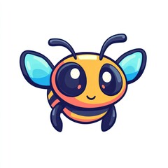 Naklejka premium Cute cartoon bee, simple design, isolated on white background, for children's book illustration or educational material