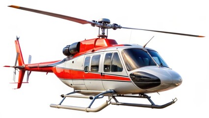 Red and White Helicopter on White Background