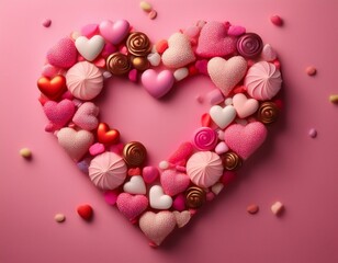 Obraz premium Corazón realizado con dulces, concepot de Amor dulce, San Valentin