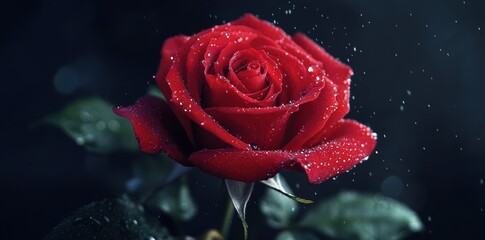 Red Rose in Rain