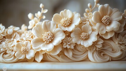 The elegant blooming of ivory white flowers