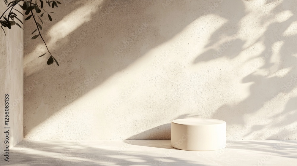 Poster a calming ambiance created by soft shadows dances across a smooth surface, highlighting a circular p