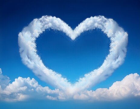 silueta de un coraz&oacute;n de nuves  en un cielo azul