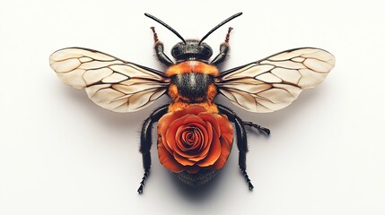 Bee, rose, hybrid, art, studio, white, background, design