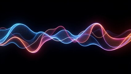 Abstract colorful wavy glowing lines. Generative Ai.