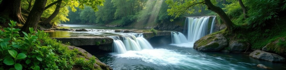 Obraz premium F?rmlichkeit und Ruhe in einer stillen Landschaft, natural scenery, waterfall