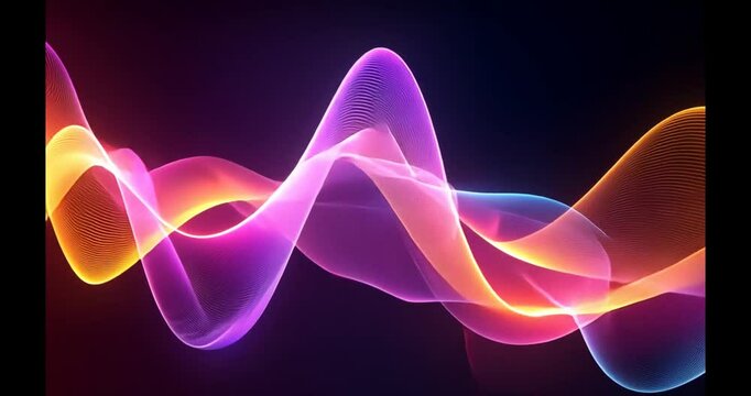 Colorful abstract waves of light flowing in a dark background, creating a vibrant visual effect