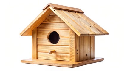 Wooden Birdhouse on White Background