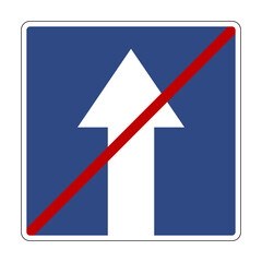 Road sign end one way road. The information sign warns drivers that one way traffic ends and further traffic is permitted in both directions.