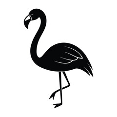 Vector silhouette illustration of a flamingo on a white background