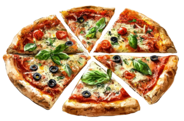 PNG Pizza illustration food watercolor.